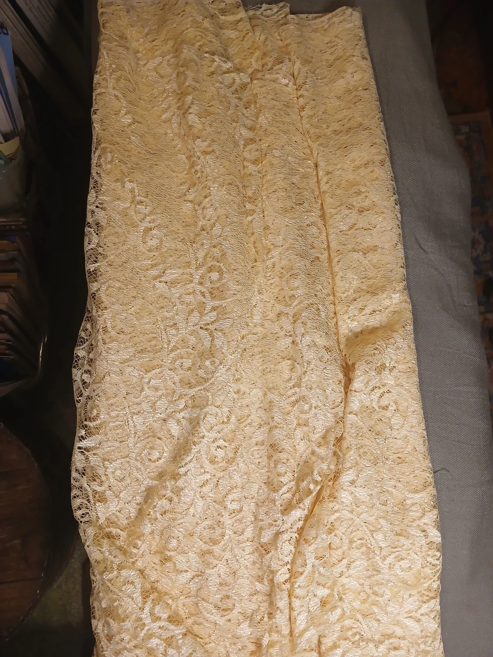 YELLOW LACE FABRIC HOME DECOR & CLOTHING, 3 YARDS